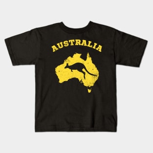 Kangaroo Australia Patriotic Vintage Map Kids T-Shirt